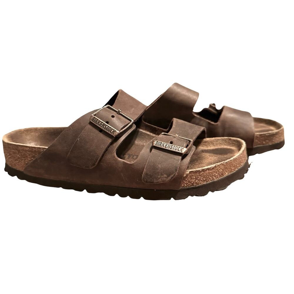 Birkenstock Arizona Oiled Brown Leather Slides Sandals Soft Footbed Shoes 4 /4.5
